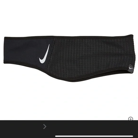 NIKE Dri-FIT Fleece Running Headband One Size Black Cold Weather Reflective NWT - Picture 2 of 3